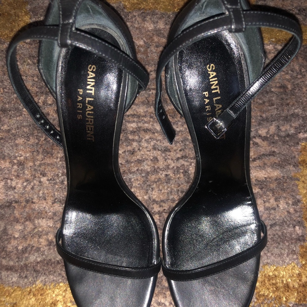 Saint Laurent Jane calfskin Black strappies